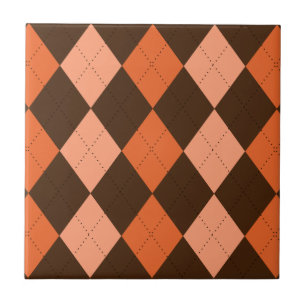 Retro Orange & Brown Raute Herbst Fliese