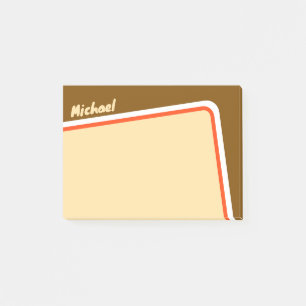 Retro Orange Brown White Anglage Arch Personalisie Post-it Klebezettel