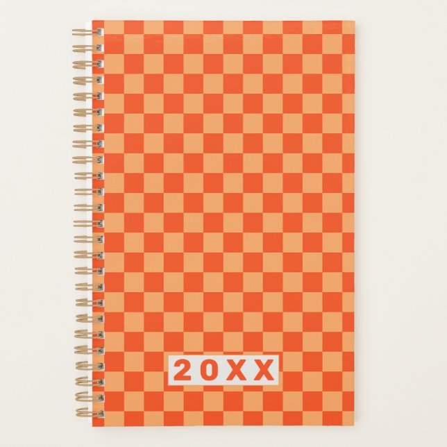 Retro Orange Checkerboard 2026 Planer (Vorderseite)