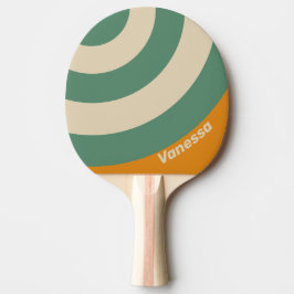 Retro Orange Circle Stripe with Name Tischtennis Schläger