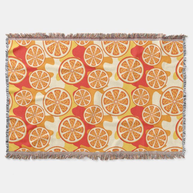 Retro Orange Citrus Muster Decke (Vorderseite)