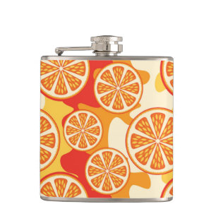 Retro Orange Citrus Muster Flachmann