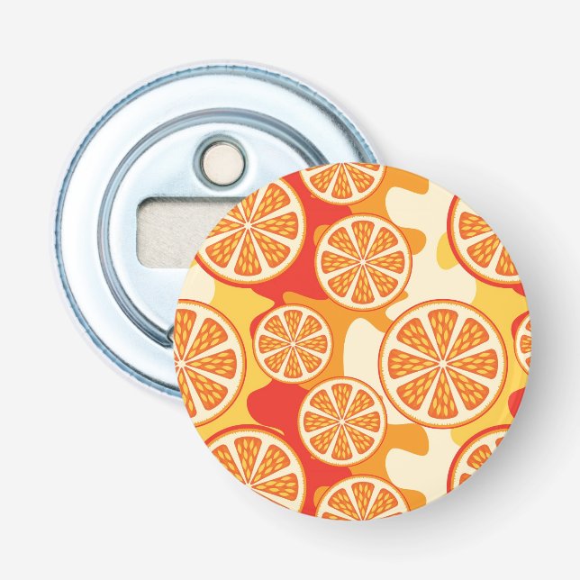 Retro Orange Citrus Muster Flaschenöffner (Vorderseite)