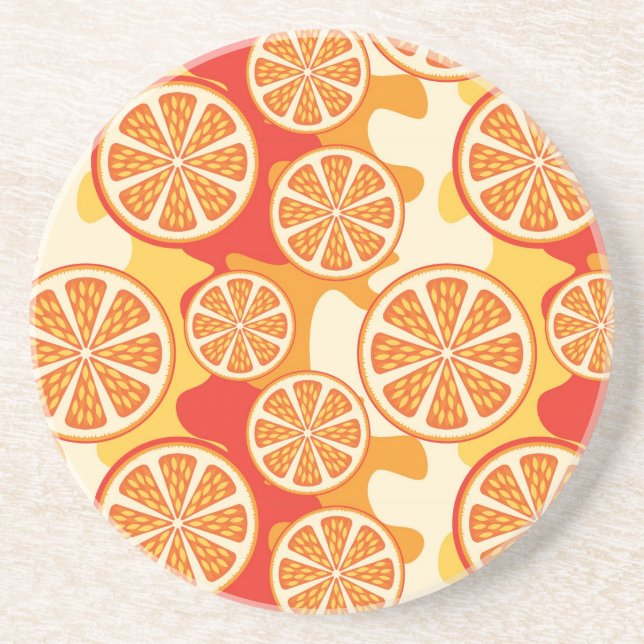 Retro Orange Citrus Muster Getränkeuntersetzer (Vorne)
