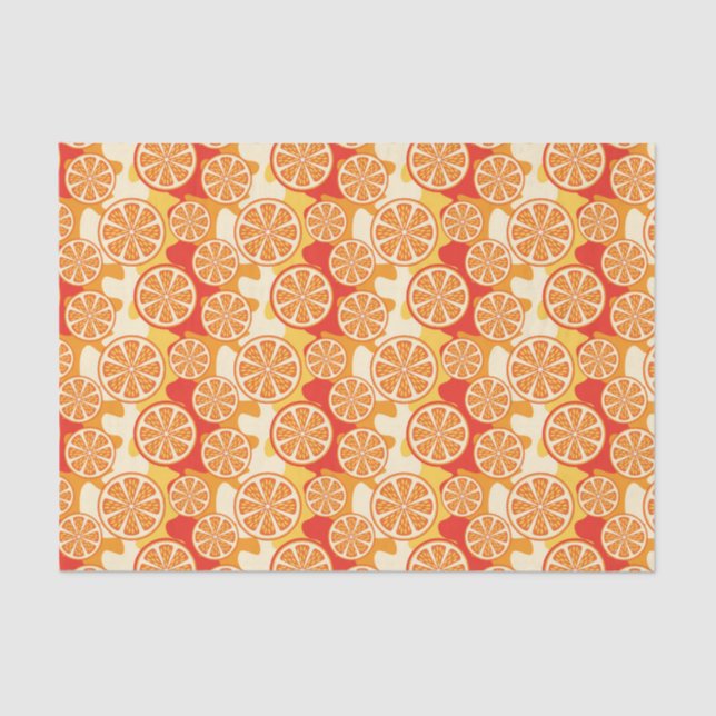 Retro Orange Citrus Muster Seidenpapier (Vorderseite)