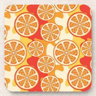 Retro Orange Citrus Muster Untersetzer