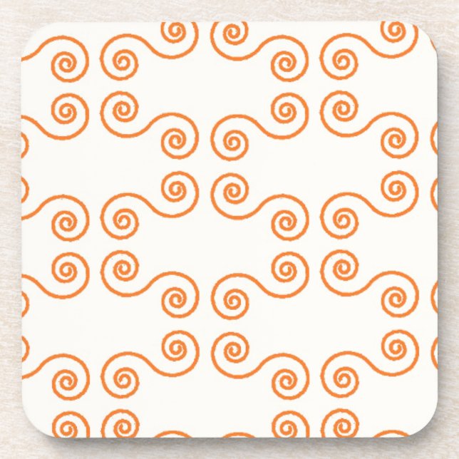 Retro Orange Curves Muster Getränkeuntersetzer (Vorderseite)