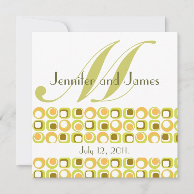 Rétro orange de rose de faire-part de mariage de (Devant)