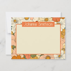 Retro Orange Floral A6 Horizontale Stationierkarte Mitteilungskarte