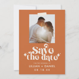 Retro Orange Foto Ankündigung Datum freihalten