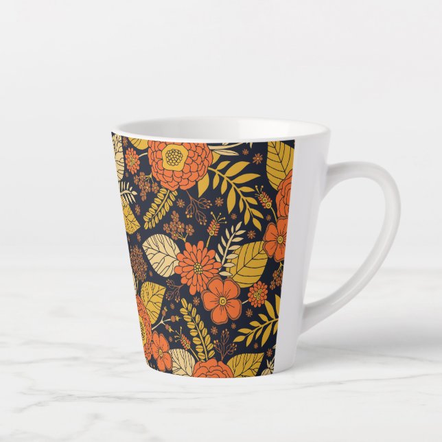 Retro Orange, Gelb und Navy Milchtasse (Rechts)