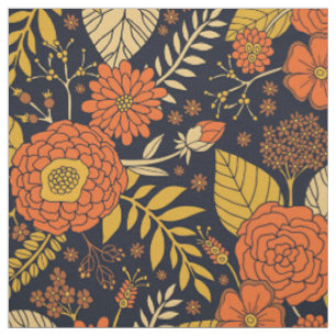 Retro Orange, Gelb und Navy  Stoff