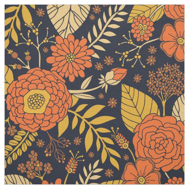 Retro Orange, Gelb und Navy  Stoff (Muster)