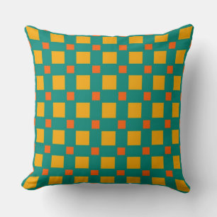 Retro Orange Gelbe Minz Quadrate Muster Kissen