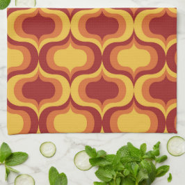 Retro Orange-Gelbes rotes Ogee-Muster Mitte des Ja Geschirrtuch