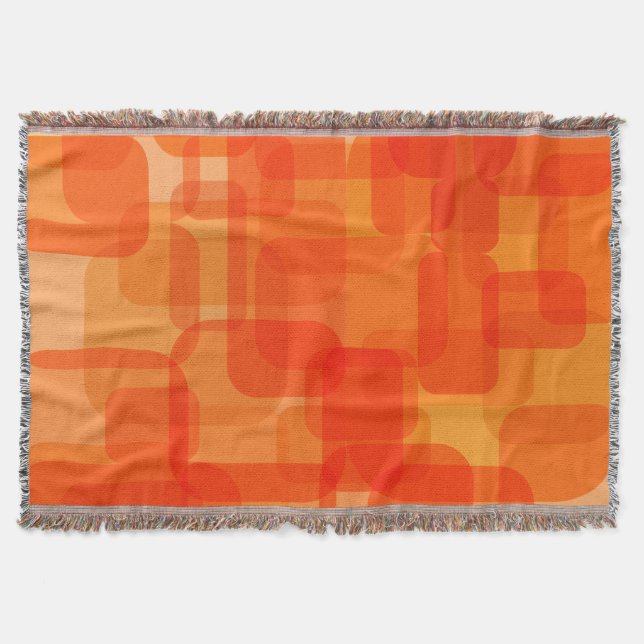 Retro Orange Geometric Muster Mitte Jahrhundert Mo Decke (Vorderseite)