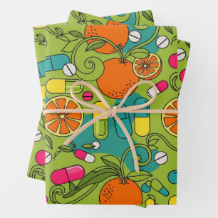 Retro Orange Geschenkpapier Set