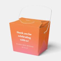 Retro Orange Gradient Bat Mitzvah Custom Thank You