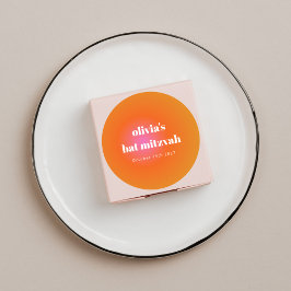 Retro Orange Gradient Unique Bat Mitzvah Custom Runder Aufkleber