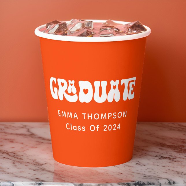 Retro Orange Graduate Class of 2024 Pappbecher (Von Creator hochgeladen)