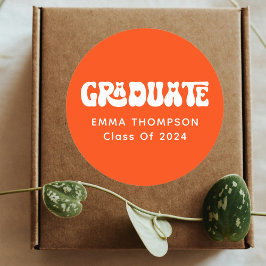 Retro Orange Graduate Class of 2024 Runder Aufkleber