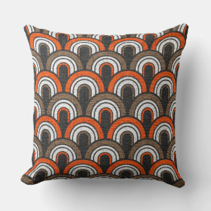 Retro Orange Gray White Fifties Muster Kissen