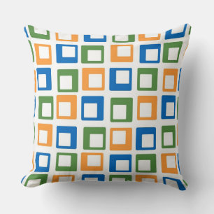 Retro Orange Green Blue Squares Muster Kissen