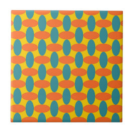 Retro Orange Green Oval Geometric Muster Fliese