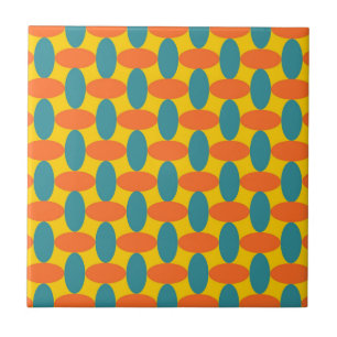 Retro Orange Green Oval Geometric Muster Fliese
