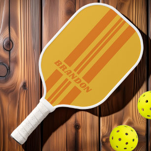 Retro Orange Groove Doppelte Rallystreifen mit Nam Pickleball Schläger