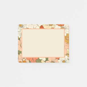 Retro Orange Groove Floral 4x3 Nachhinweise Post-it Klebezettel