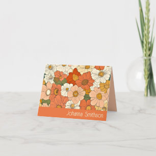 Retro Orange Groove Floral Faltkarte