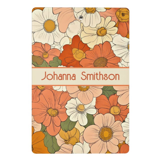 Retro Orange Groove Floral Mini Clipboard Klemmbrett (Rückseite)
