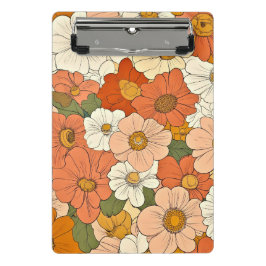 Retro Orange Groove Floral Mini Clipboard Mini Klemmbrett
