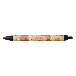 Retro Orange Groove Floral Personalizable Pen Kugelschreiber