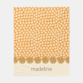 Retro Orange Groovy Fleoral Blanket Fleecedecke