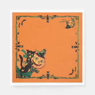 Retro Orange Halloween Serviette