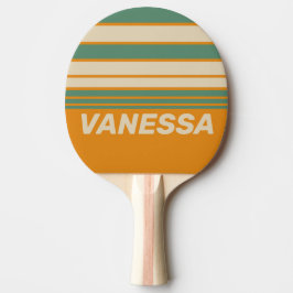 Retro Orange Horizon Striping with Name Tischtennis Schläger