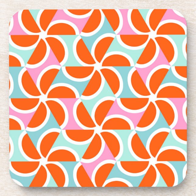 Retro orange Keil-Muster Getränkeuntersetzer (Vorderseite)