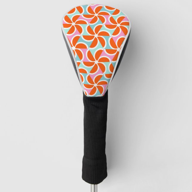 Retro orange Keil-Muster Golf Headcover (Vorderseite)