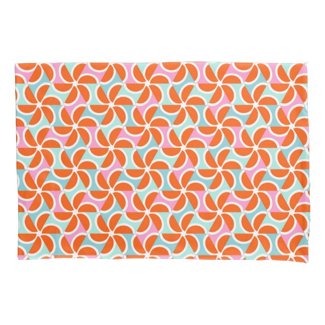 Retro orange Keil-Muster Kissenbezug (Vorderseite-Links)