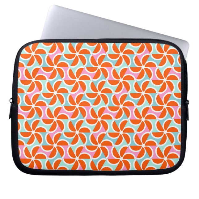 Retro orange Keil-Muster Laptopschutzhülle (Vorderseite)