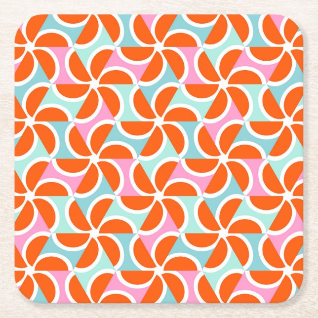 Retro orange Keil-Muster Rechteckiger Pappuntersetzer (Vorderseite)
