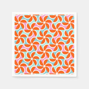 Retro orange Keil-Muster Serviette