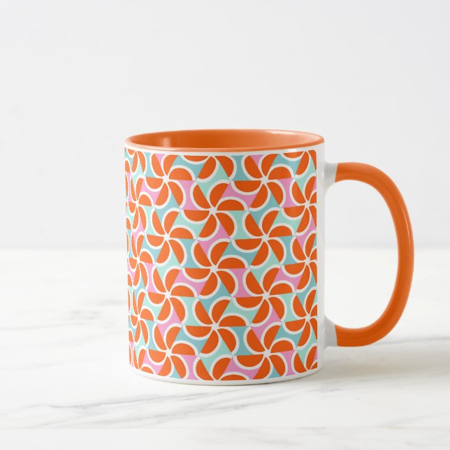 Retro orange Keil-Muster Tasse (Rechts)