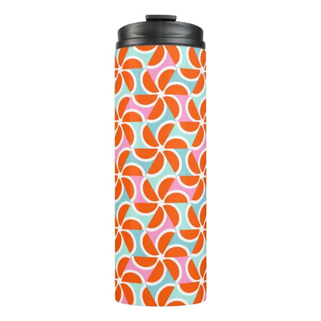Retro orange Keil-Muster Thermosbecher (Vorderseite)