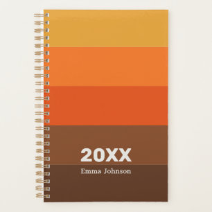 Retro Orange Kürbis Braun Streifen 2026 Name Planer