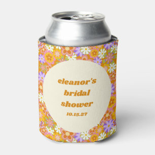 Retro Orange Lila Blumen Hochzeitsdusche Dosenkühler