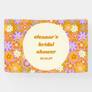 Retro Orange Lila Floral Benutzerdefinierte Brautp Banner