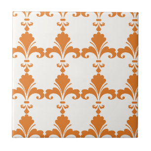 Retro orange Lilien-Muster Fliese
